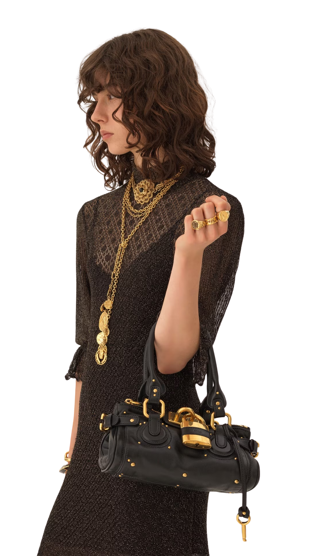 Small Paddington Bag in Black Grained Leather