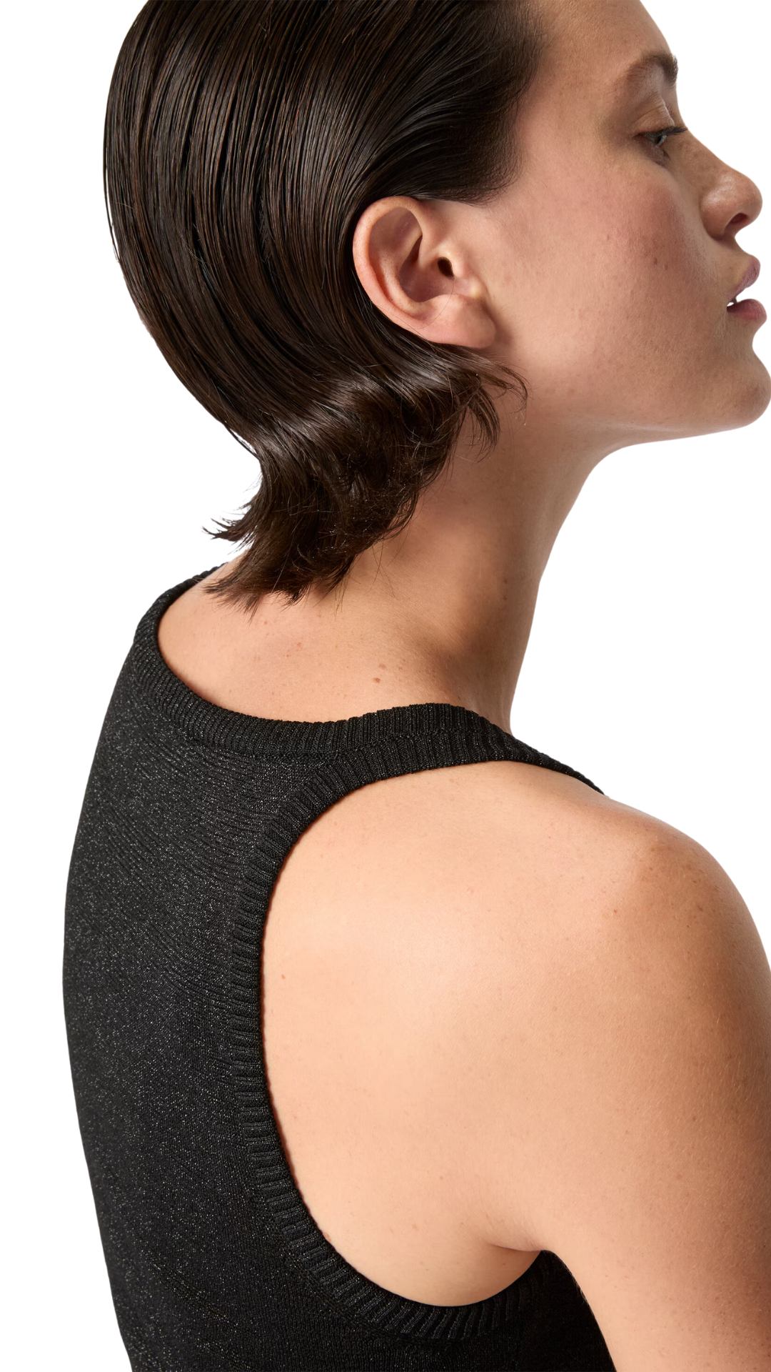 Viscose Lamé Tank Top in Black