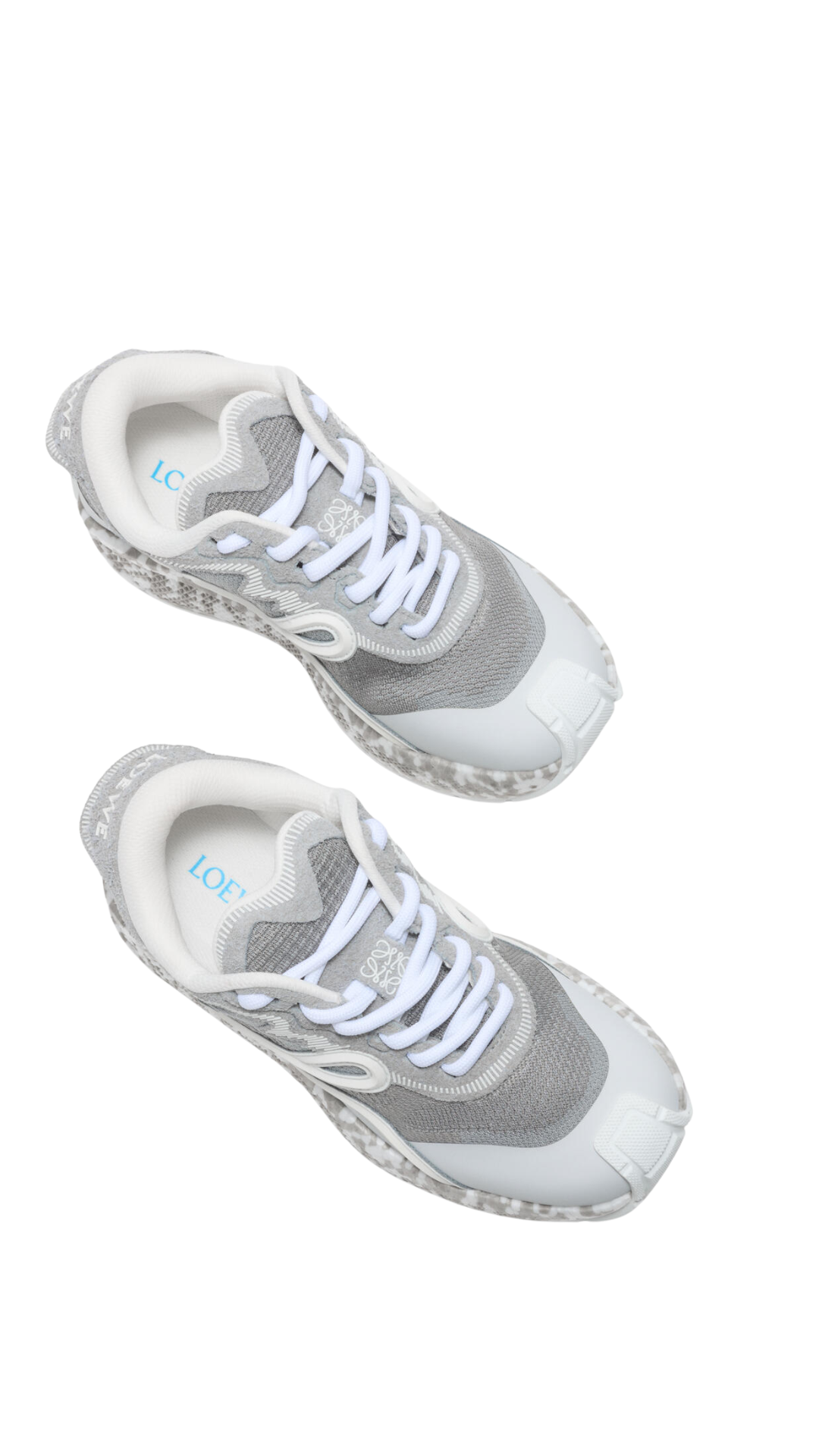 Pogo Sneaker in Technical Knit and Suede in Light Grey/White/White