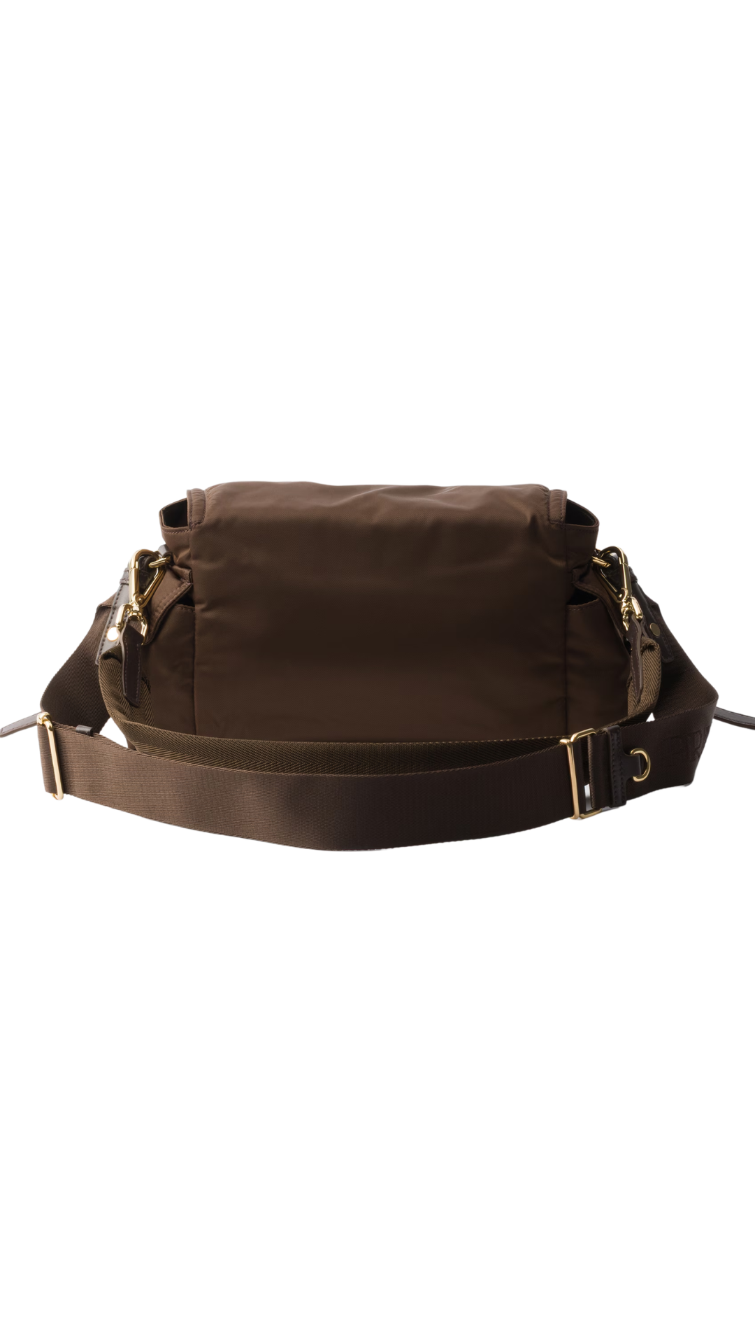 Explore Medium Re-Nylon Shoulder Bag with Flap in Sienna