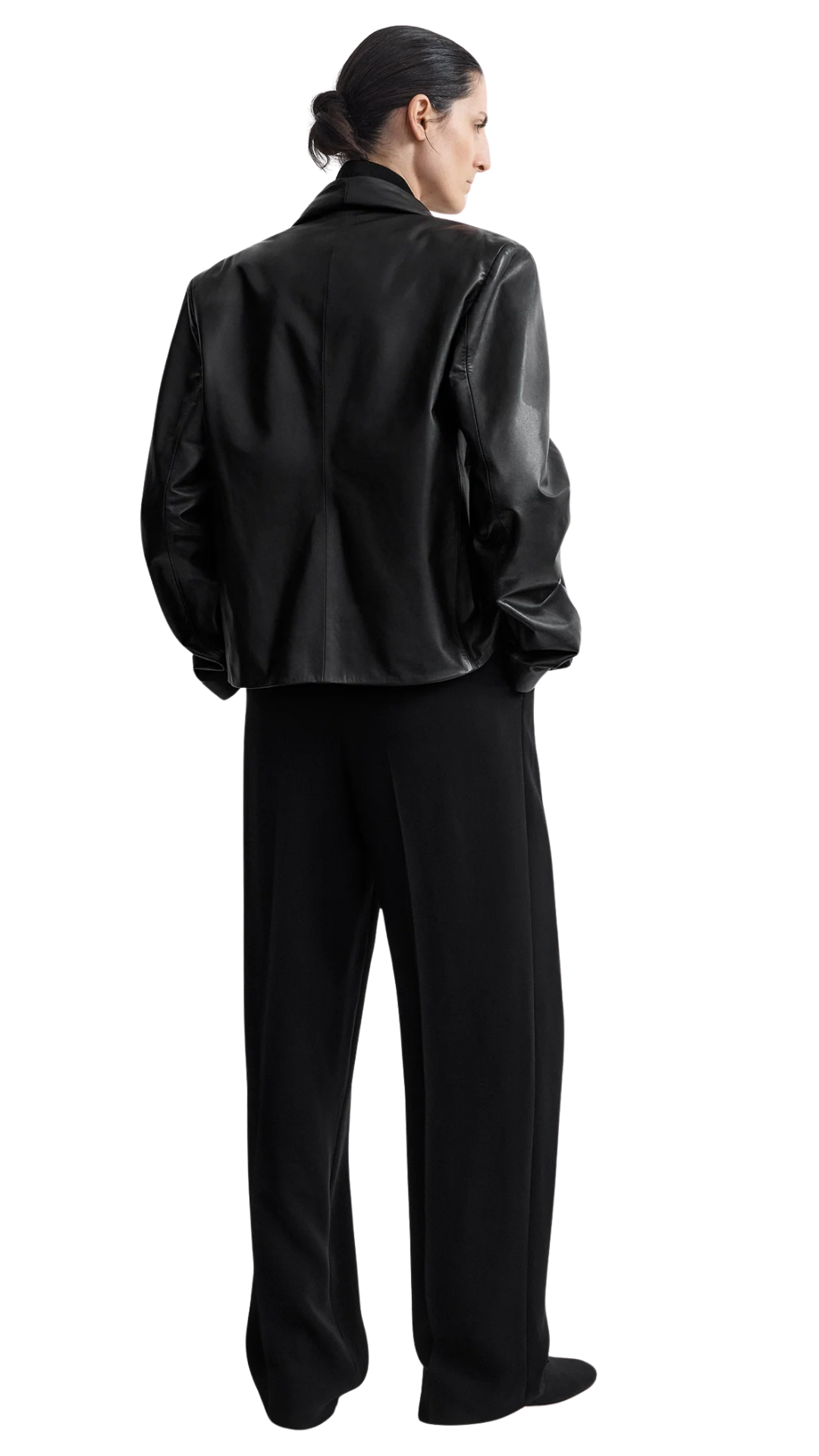 Scarf Leather Jacket Black