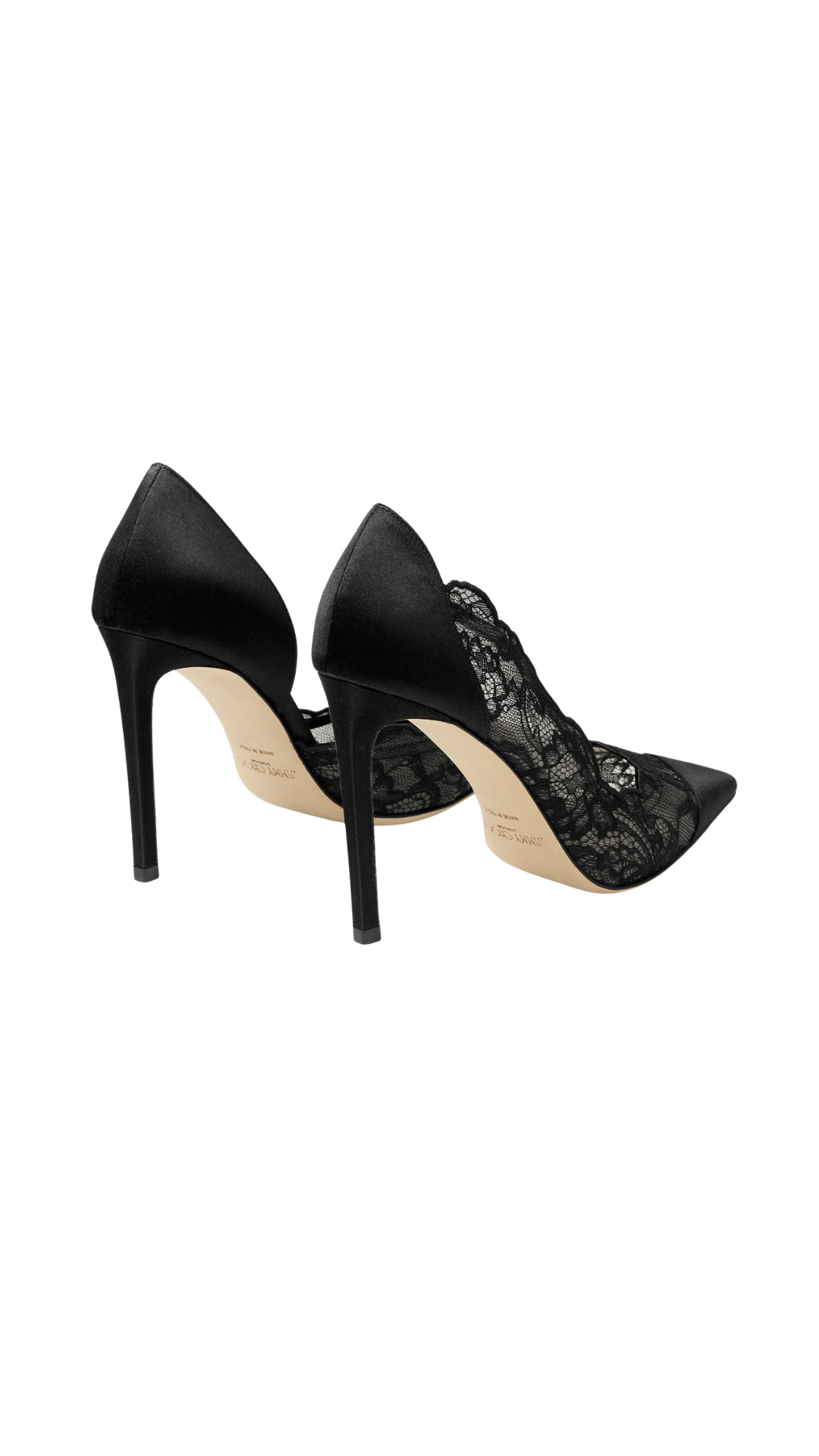 Brigitte 100 in Black Jimmy Choo Lace and Satin Pumps