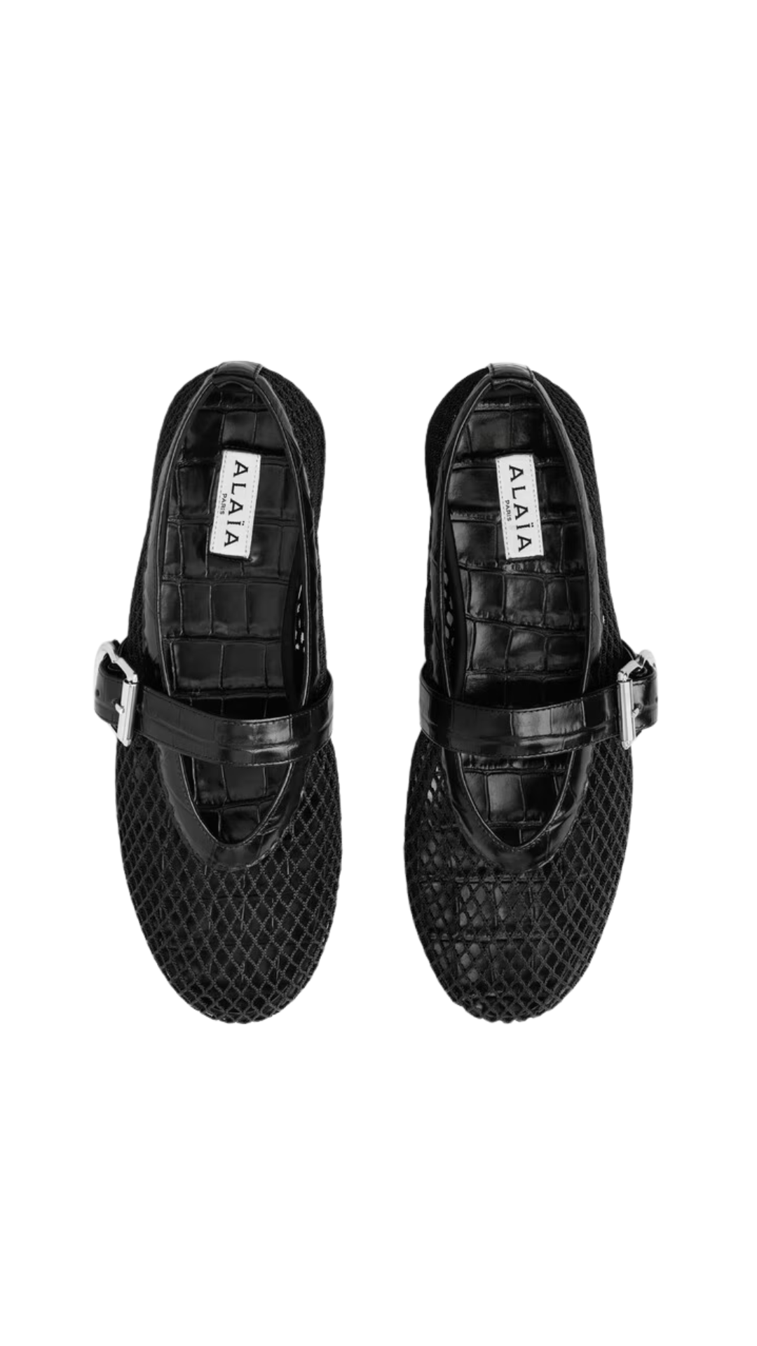 Ballet Flats in Black Strass Fishnet