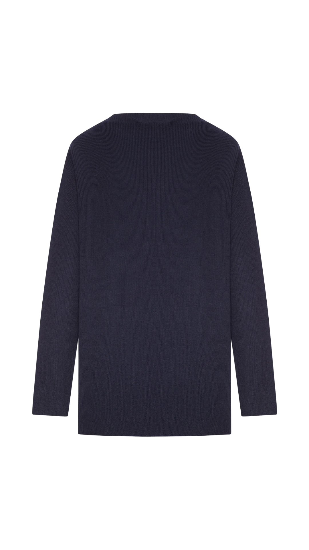 Oversized Ribbed Knit Sweater with Logo in Navy Blue