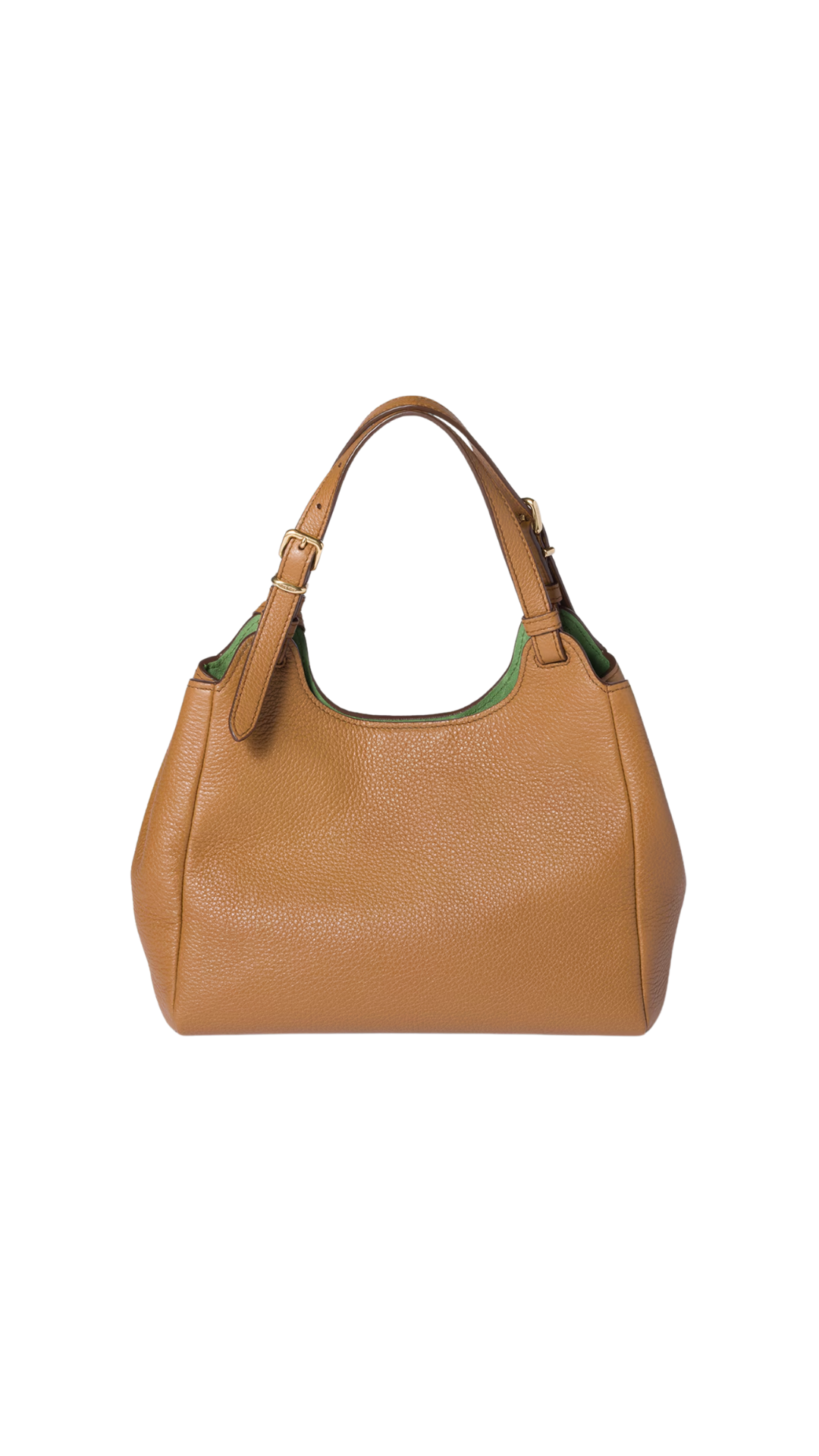 Leather Handbag in Caramel/Larch Green
