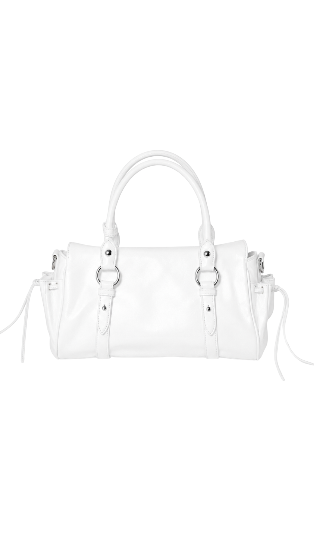 Glossy Leather Handbag in White