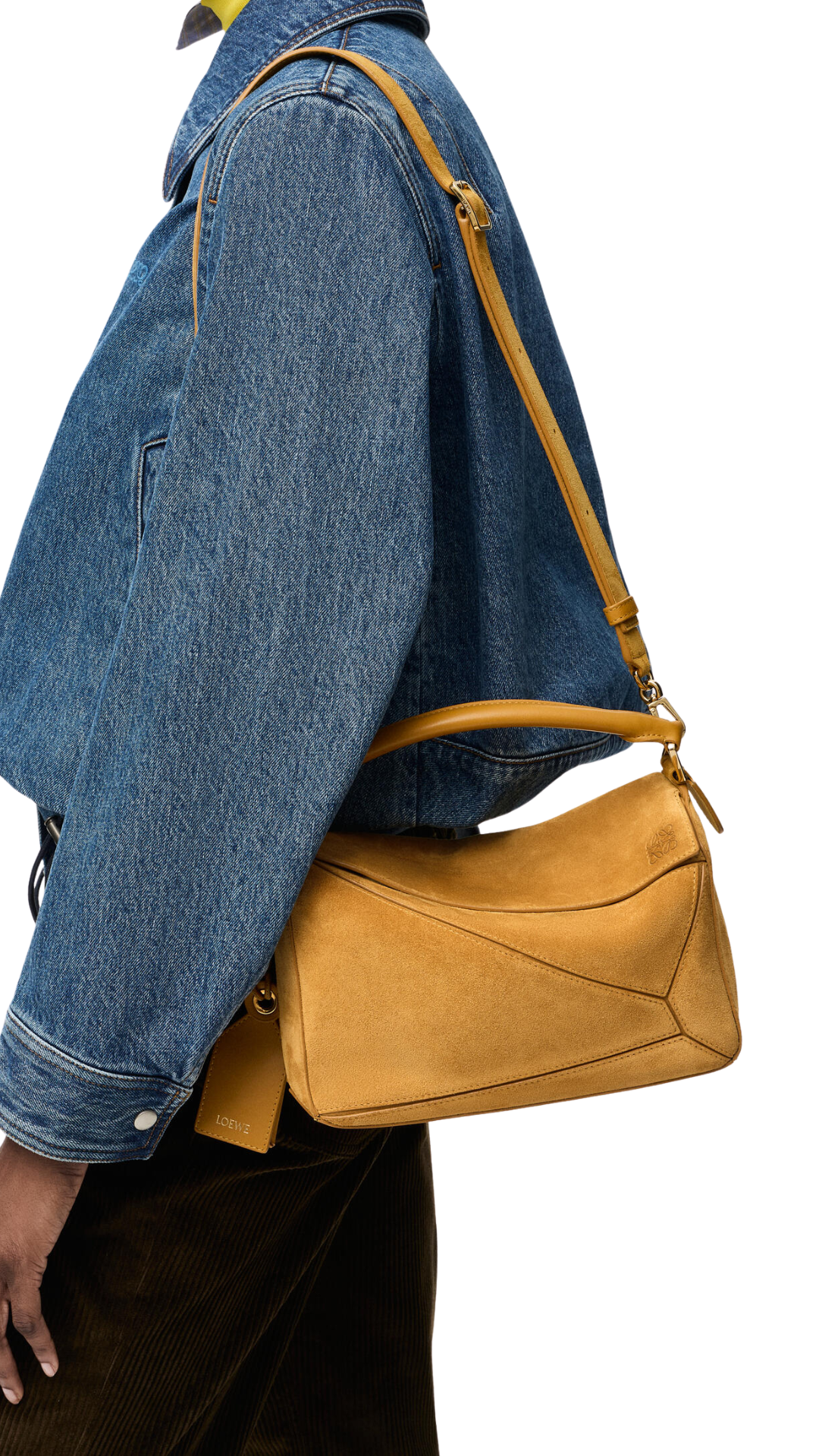 Small Featherlight Puzzle Bag in Ochre Suede