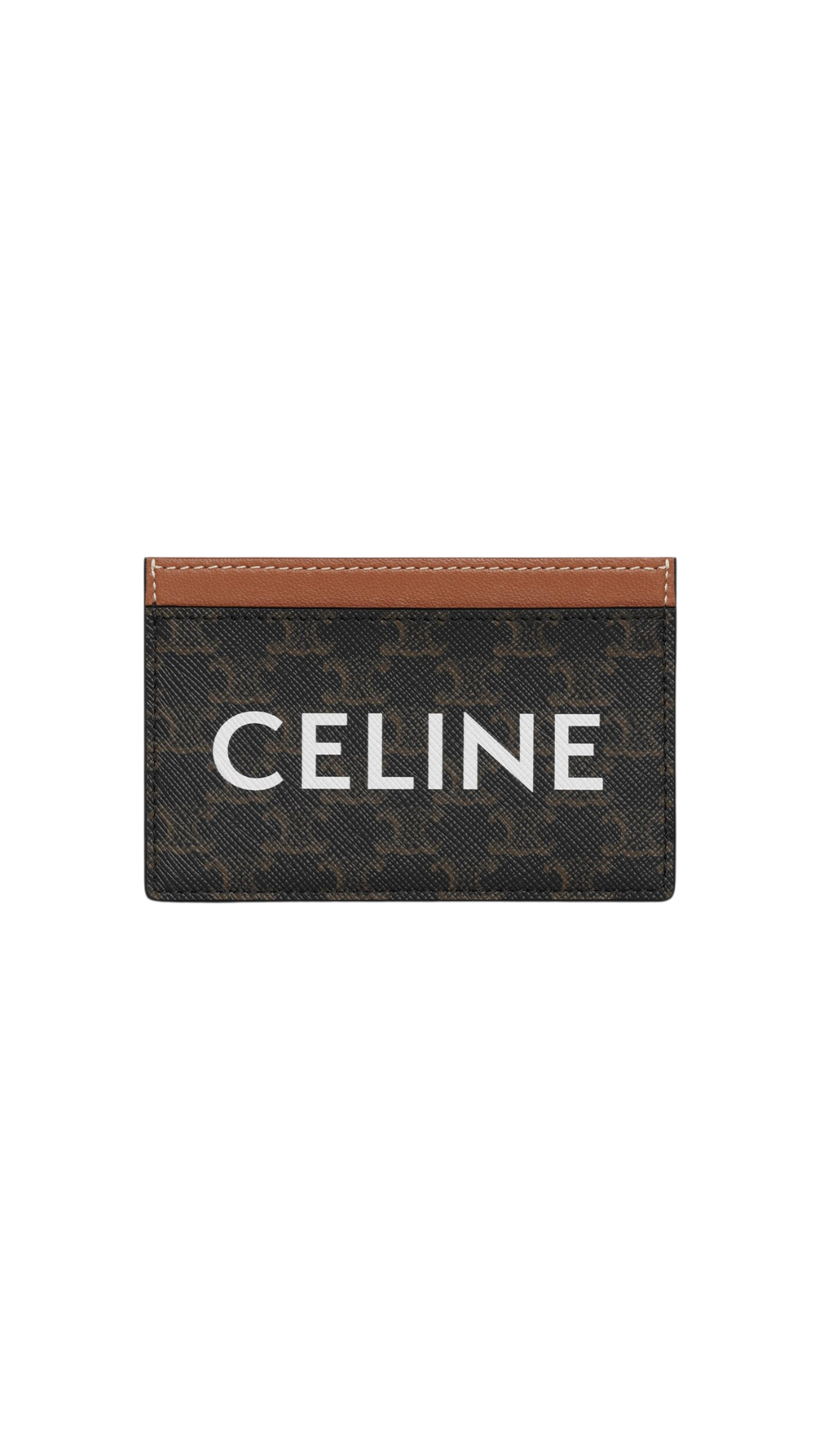 Card Holder in Triomphe Canvas with Celine Print in Tan