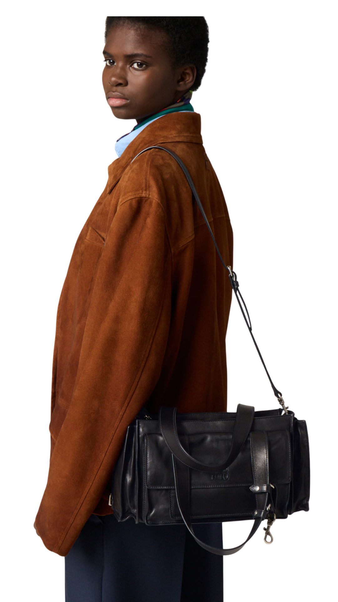 Utilitaire Nappa Leather Shopping Bag in Black