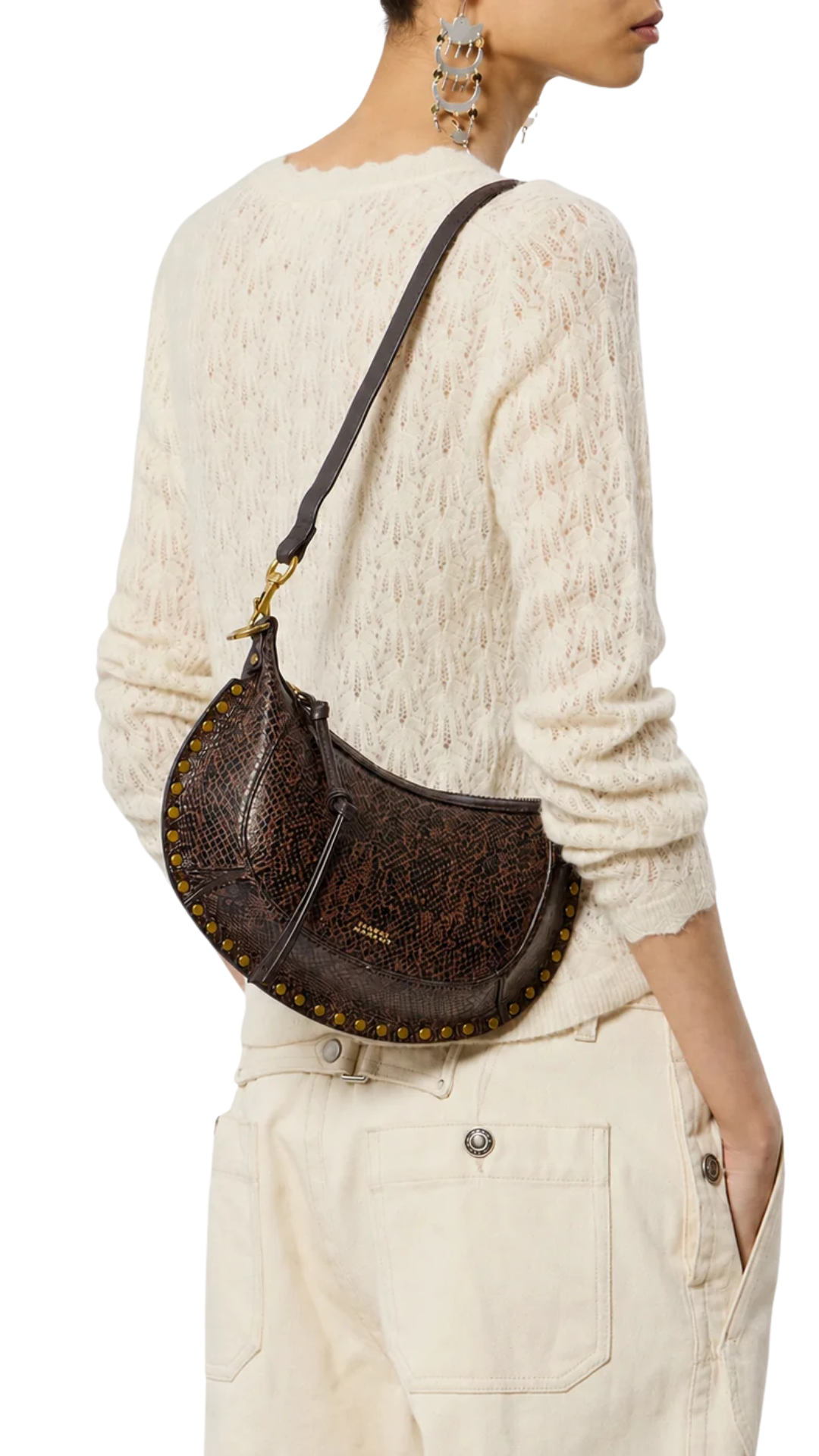 Oskan Moon Bag in Mocha Grained Leather