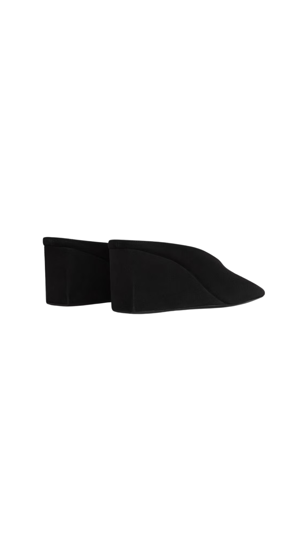 Cube Wedge Mules In Black Suede