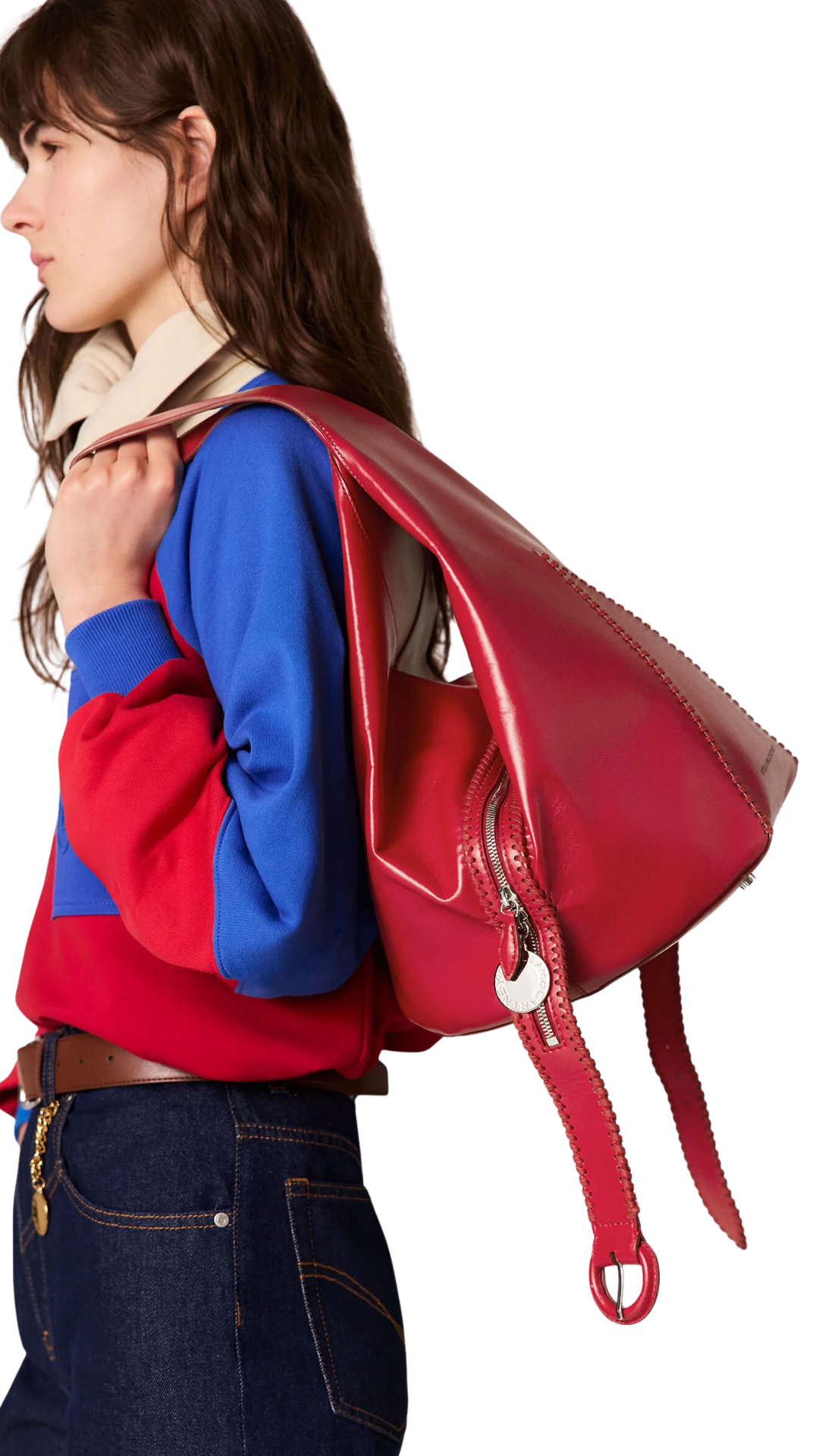 Appaloosa Whipstitch Medium Bucket Bag in Red