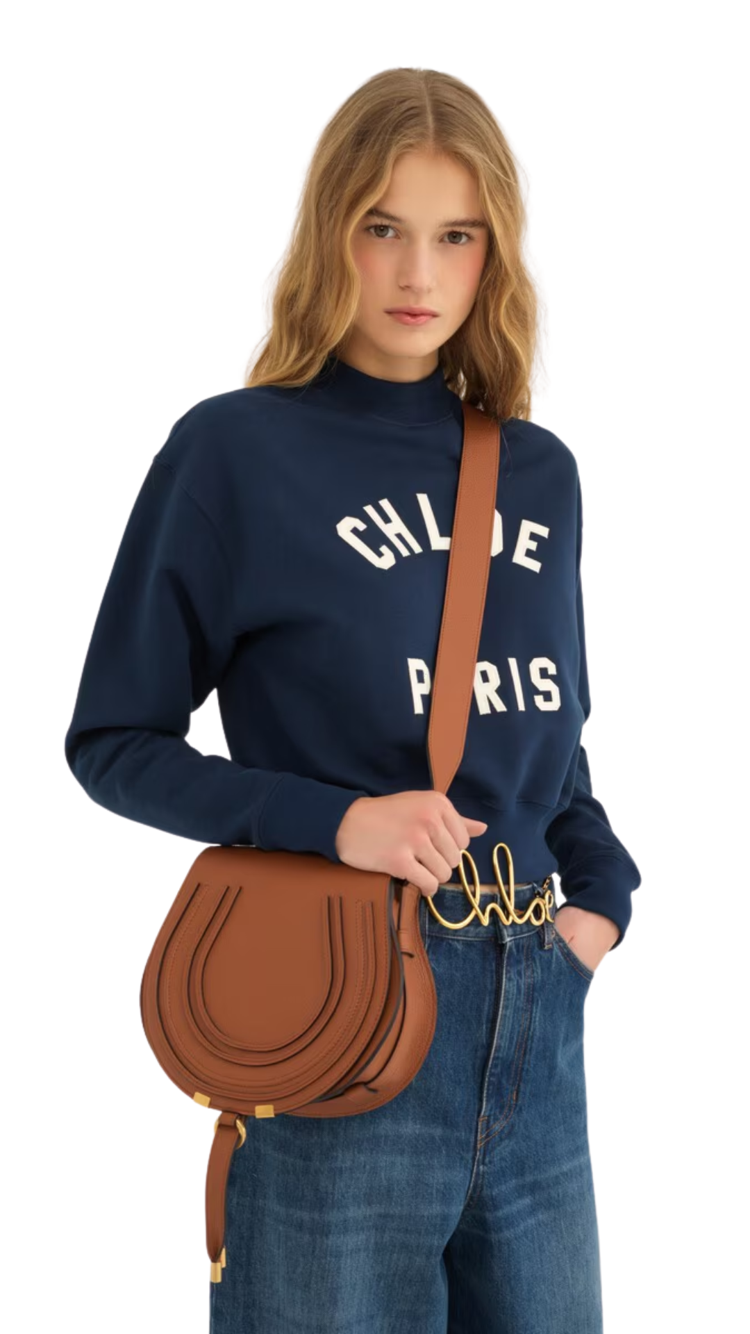 Marcie Saddle Bag in Tan Grained Leather
