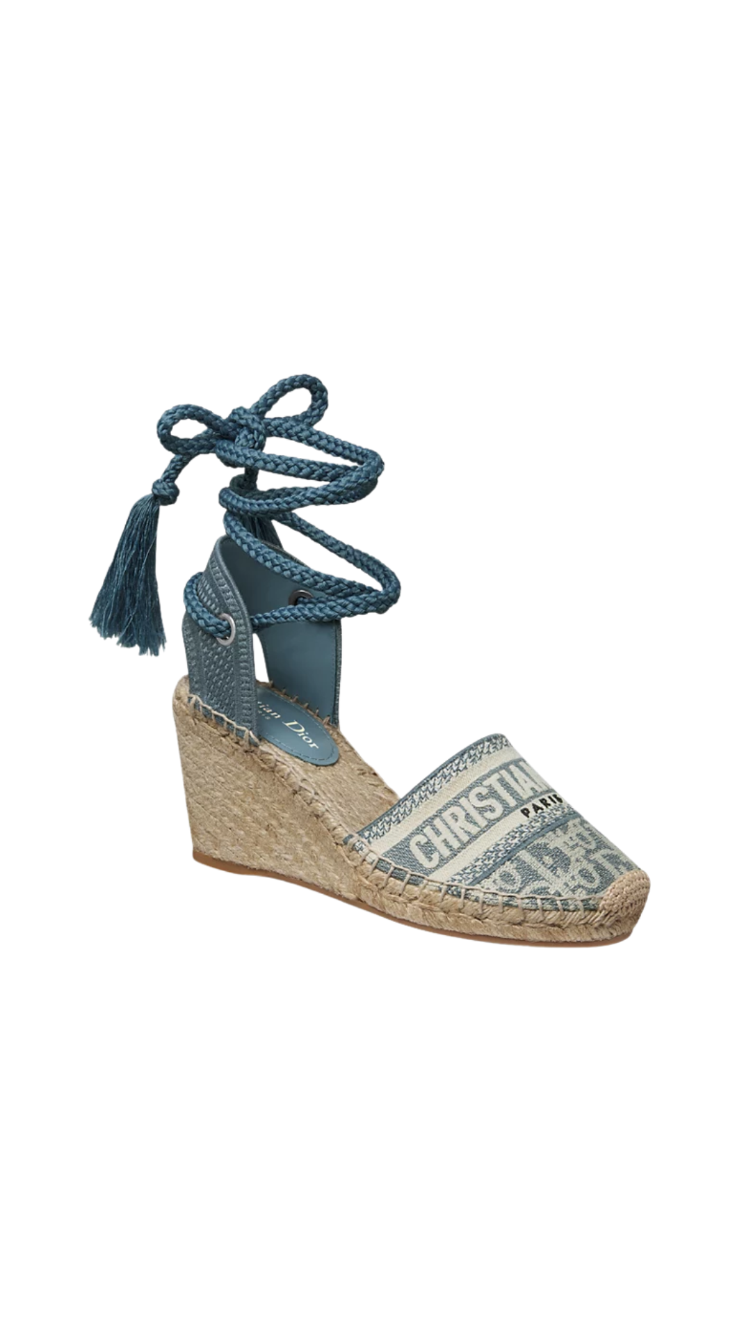 Dior Granville Wedge Espadrille in Chambray Blue and Ecru