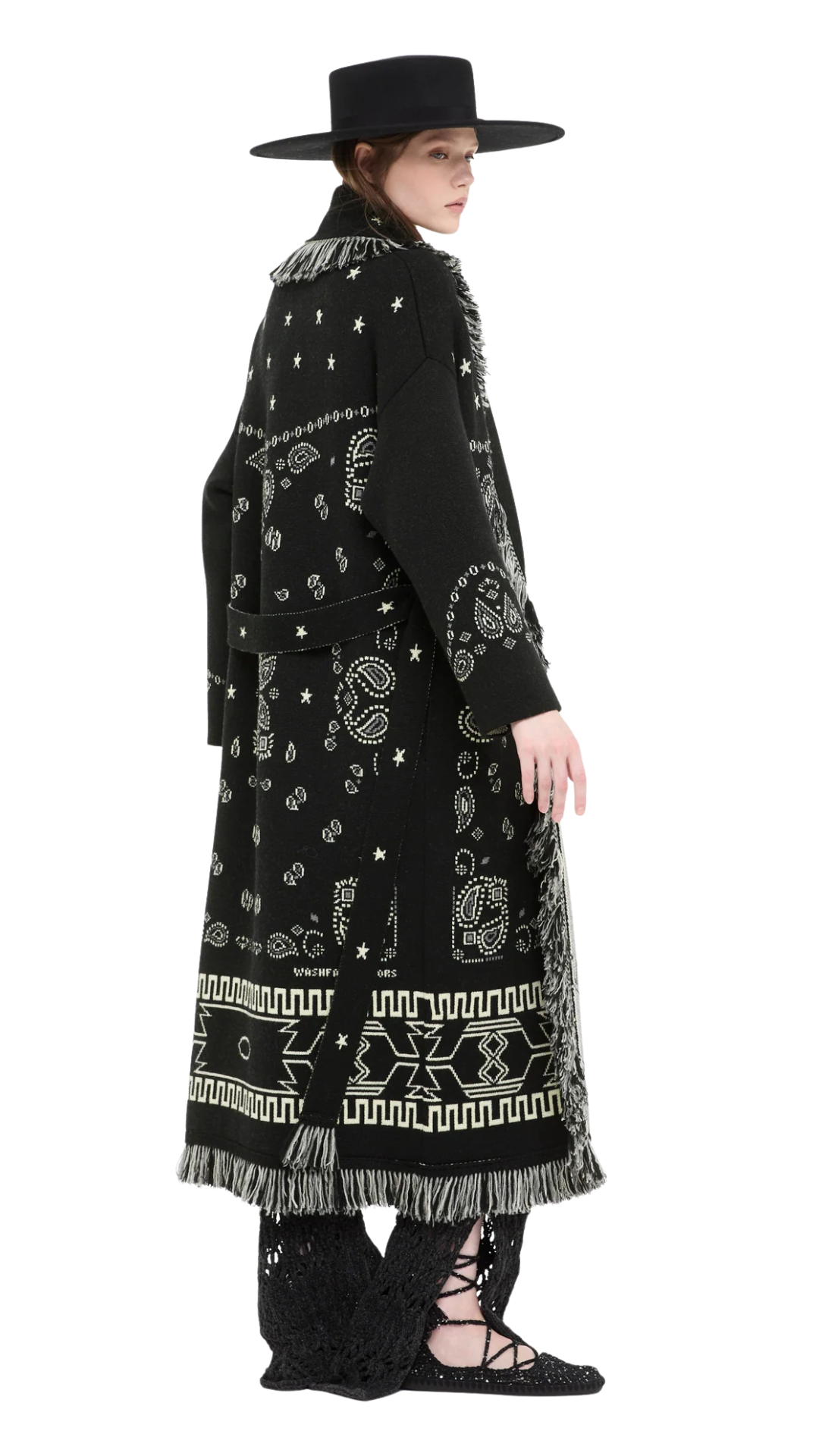 Bandana Jacquard Coat in Black/Multicolor