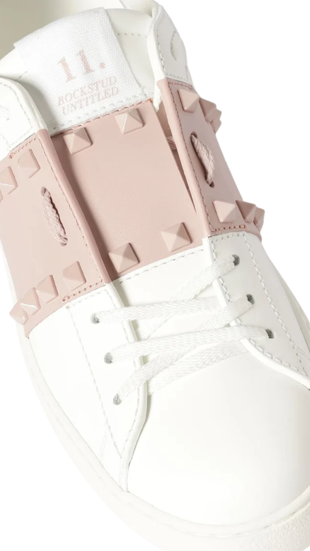 Rockstud Untitled Sneaker In Pink Calfskin Leather With Tonal Studs