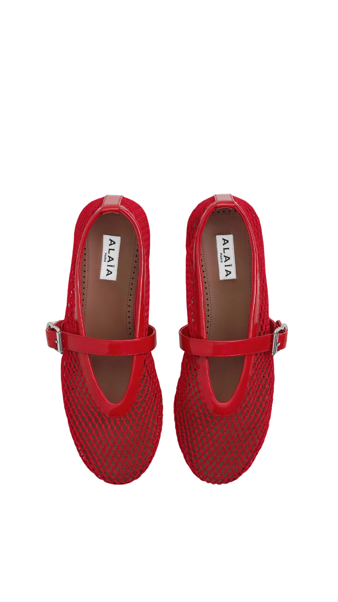Ballet Flats in Red Fishnet