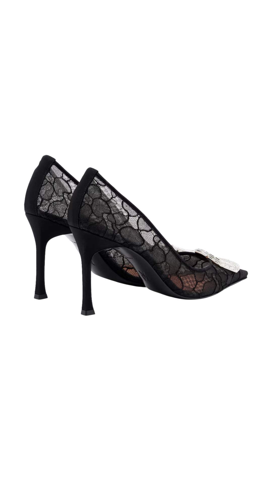 Camelia Embellished Lace Pumps in Black