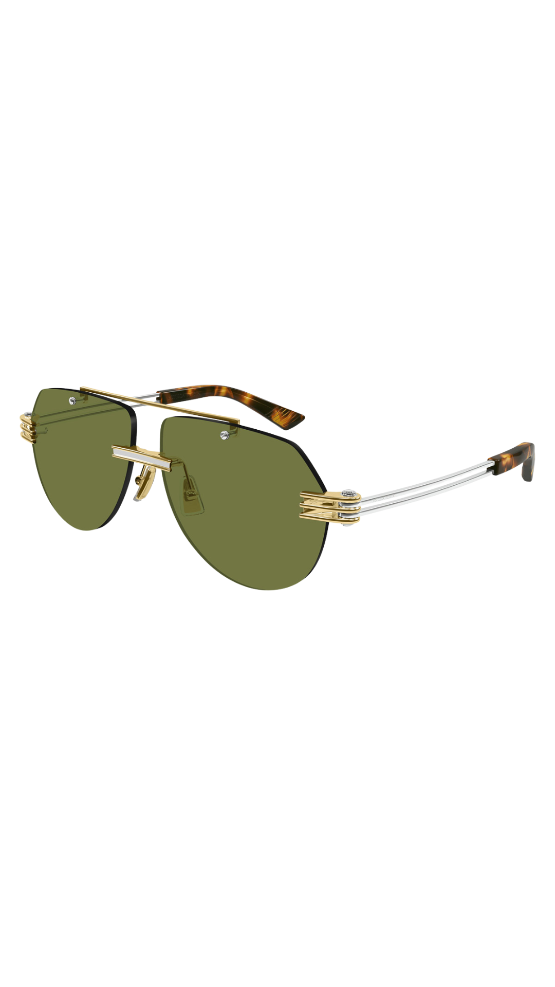 Aviator Sunglasses Bolt in Gold/Silver / Green