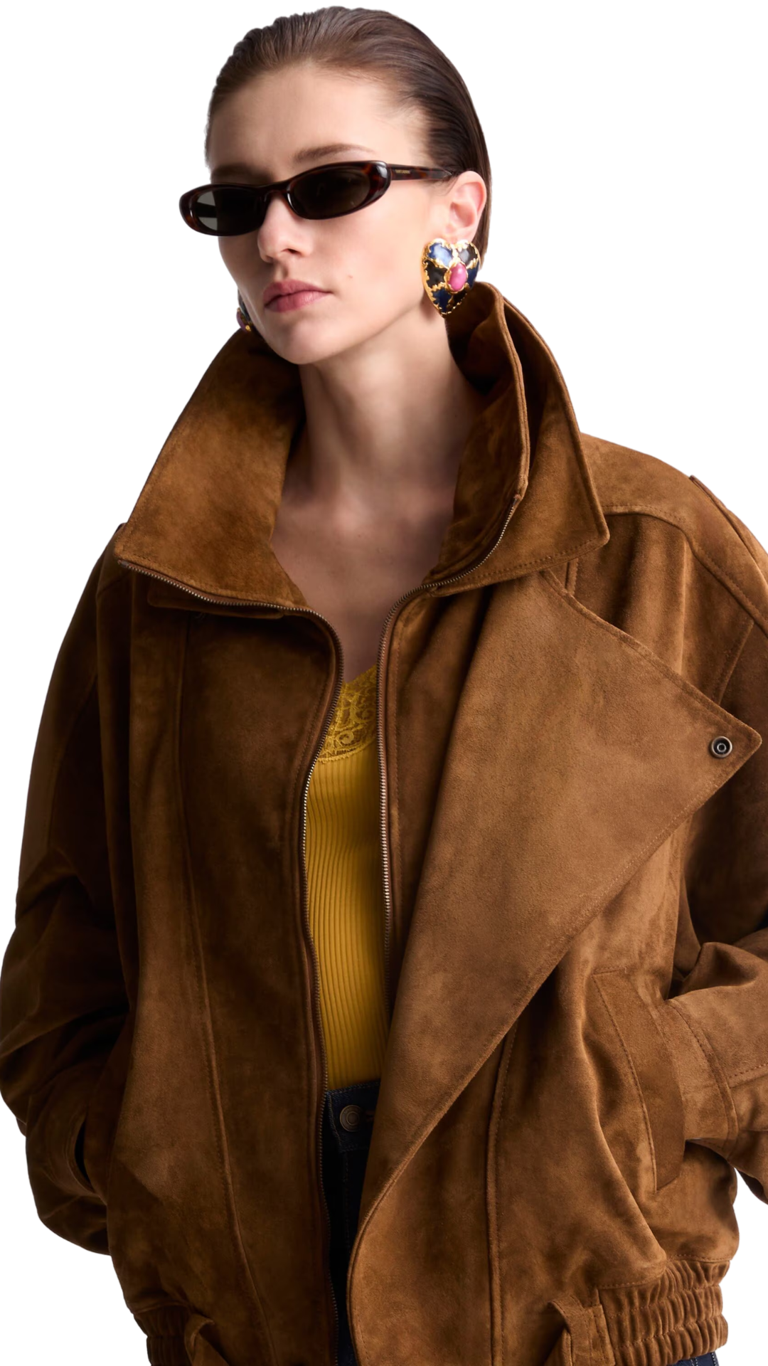 Bomber Jacket in Noix Vintage Split Leather