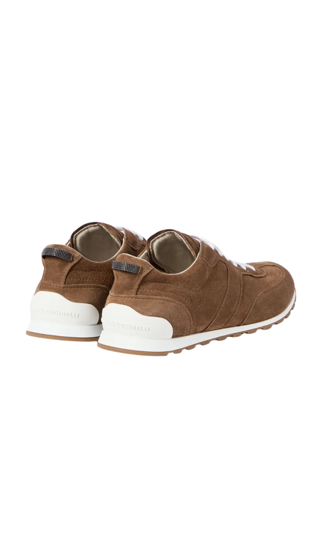 Suede Runners with Shiny Loops in Caramel