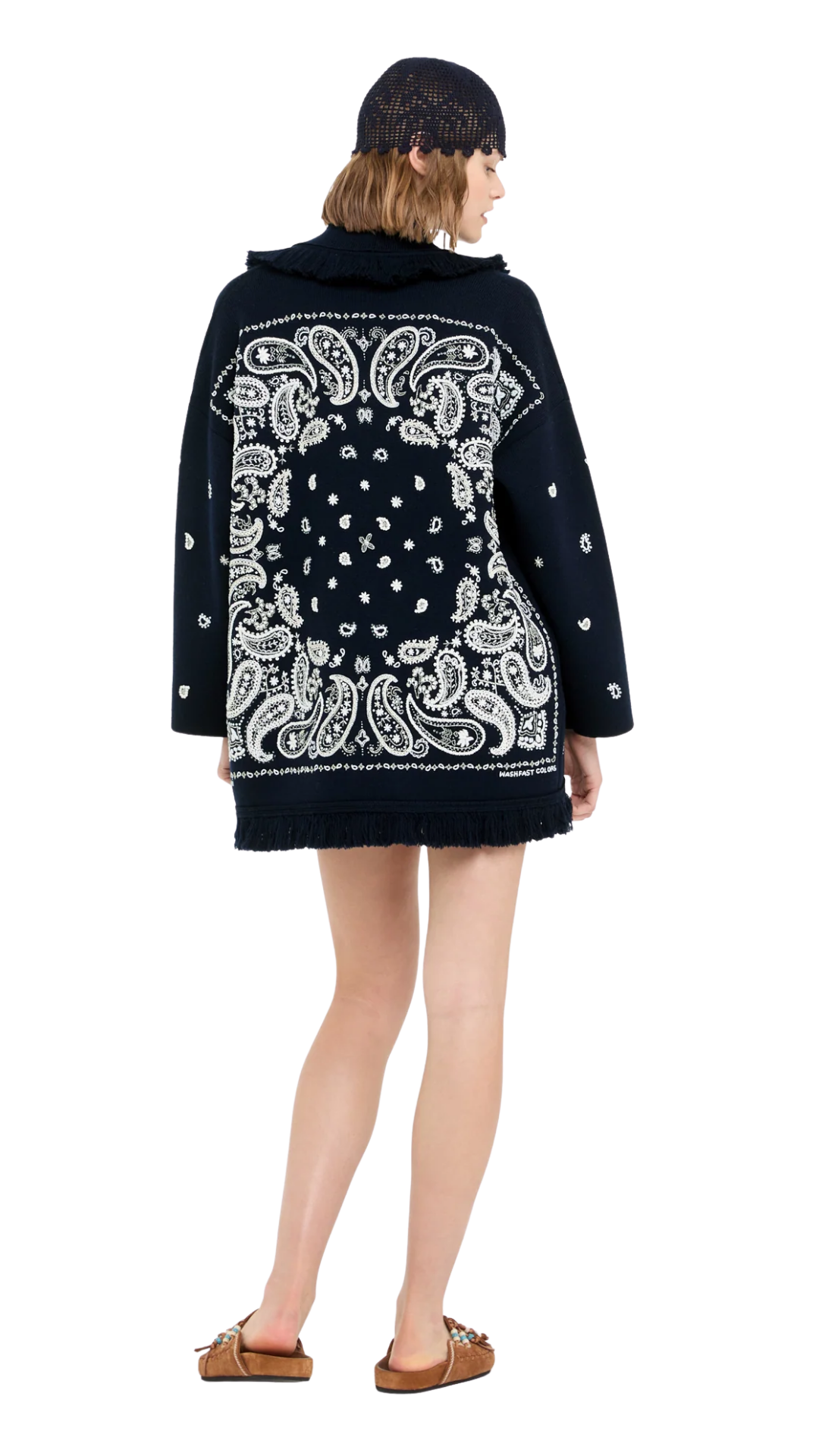 Echoes Of The Bandana Cardigan in Midnight Blue/Chalk