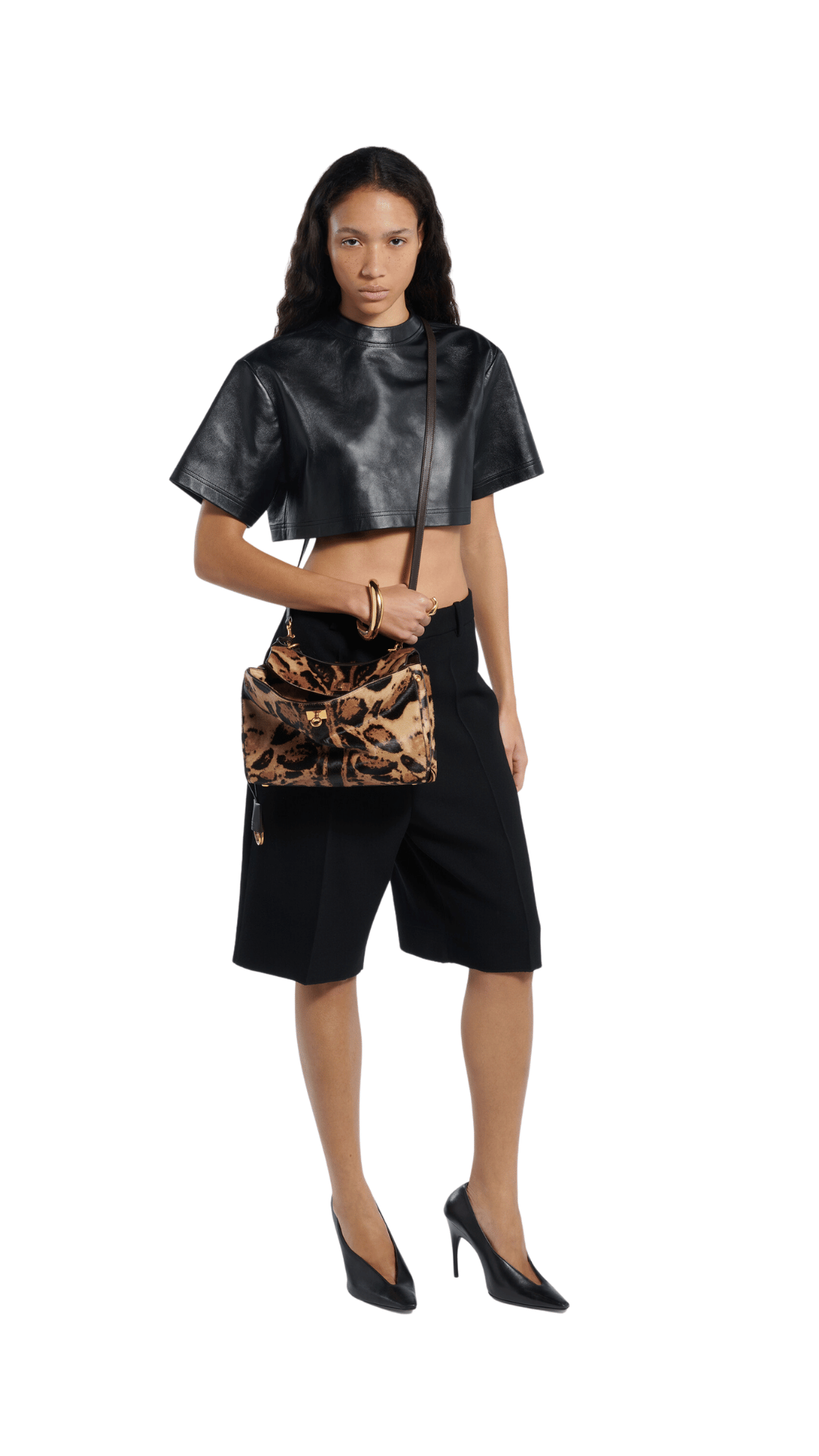 Rodeo Handbag Small in Beige Pony Hair Calfskin and Moka Nappa