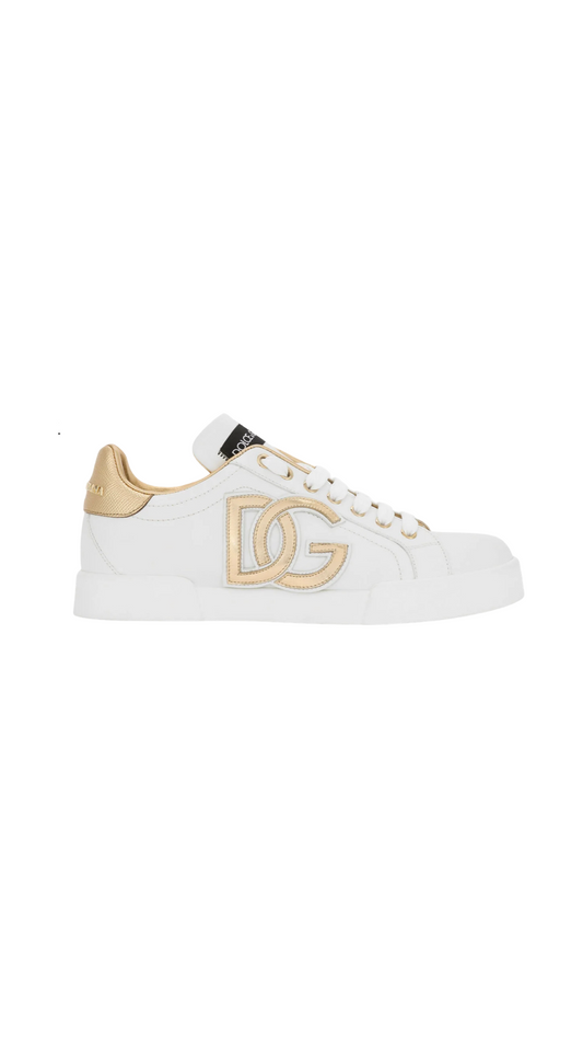 DG Embellished Low Top Sneakers WHITE/GOLD