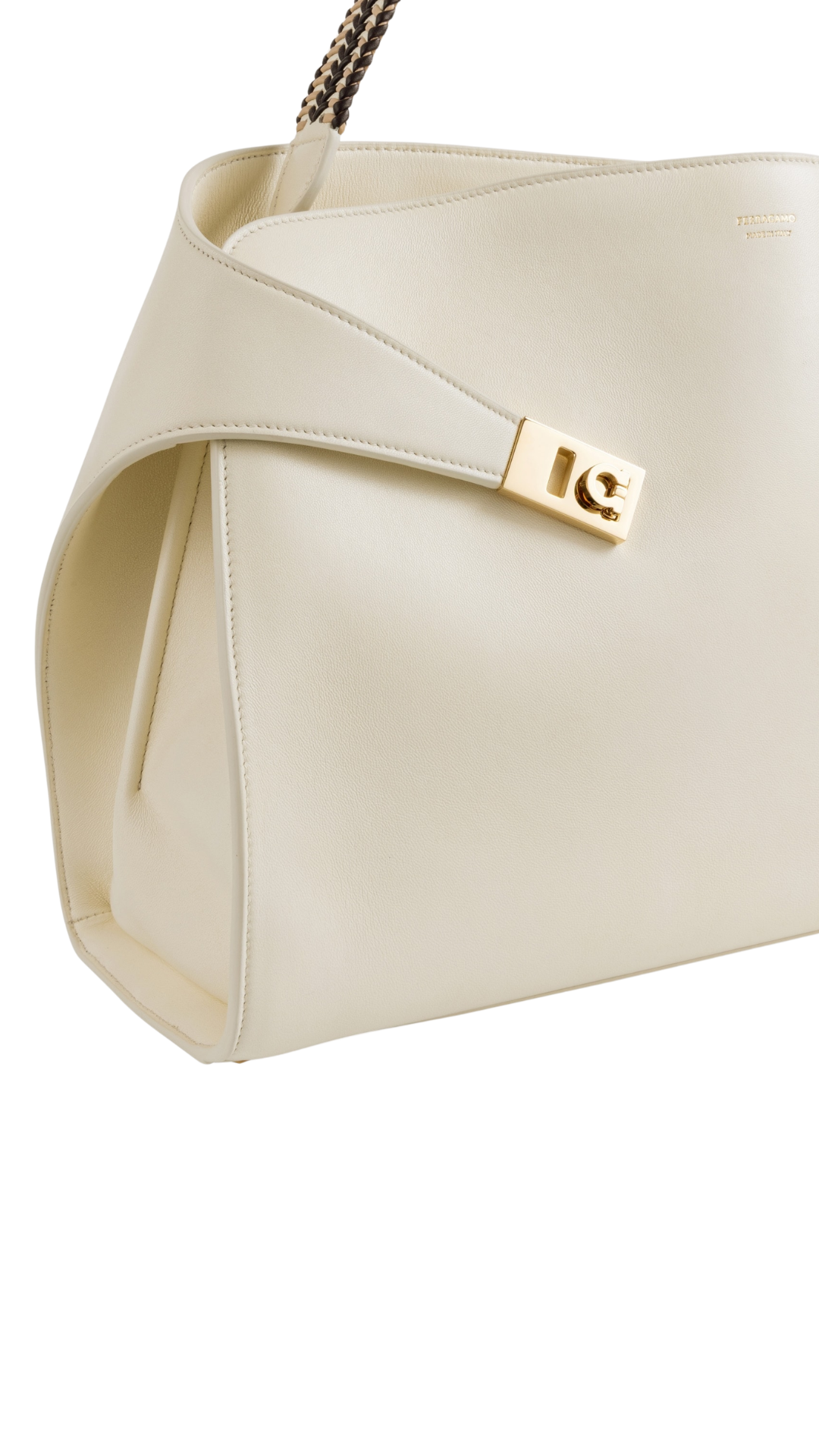 Hug Soft Shoulder Bag (L) in Mascarpone/Testa di Moro