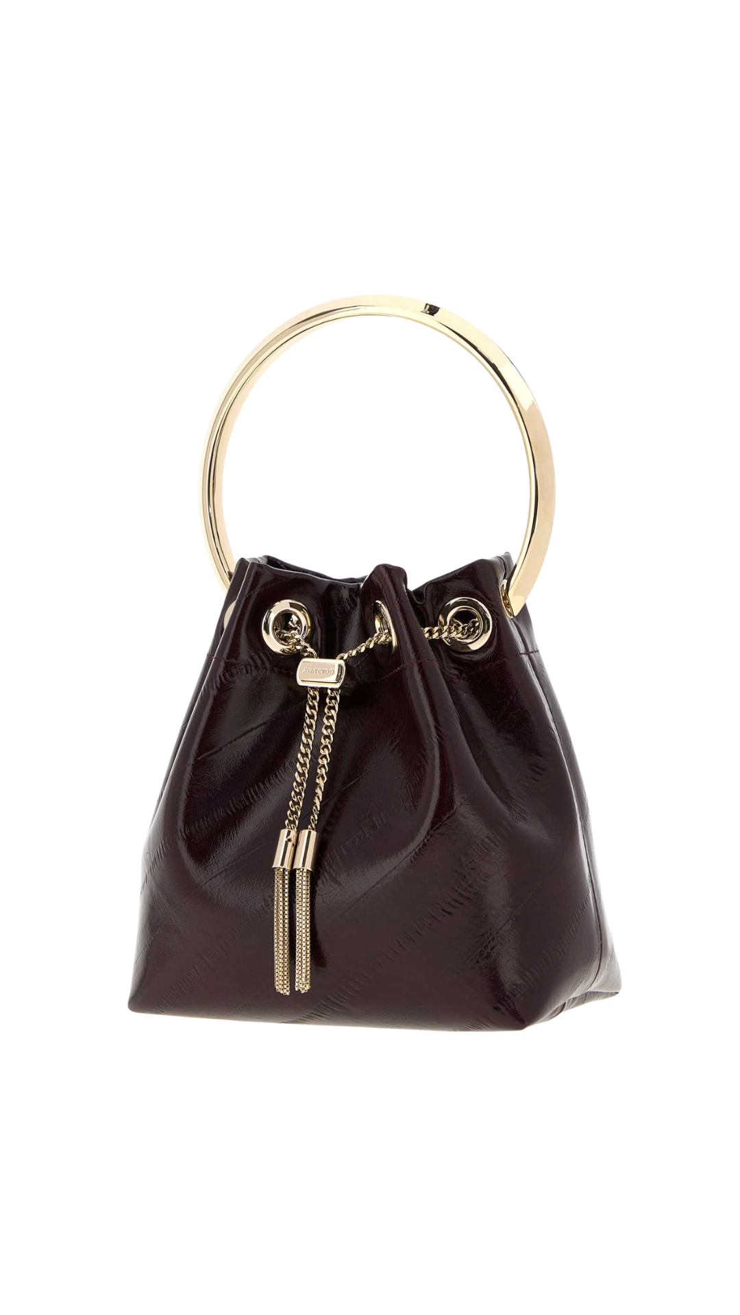 Bon Bon in Deep Merlot Biker Leather Bag With Pearl Closure