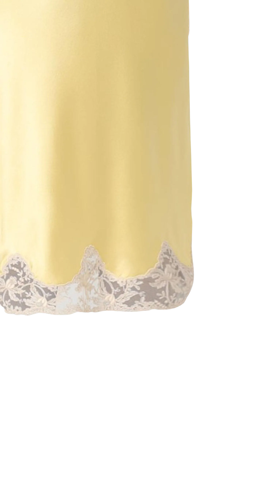 Laced Half-Slip Skirt In Yellow Silk Satin Crepe De Chine