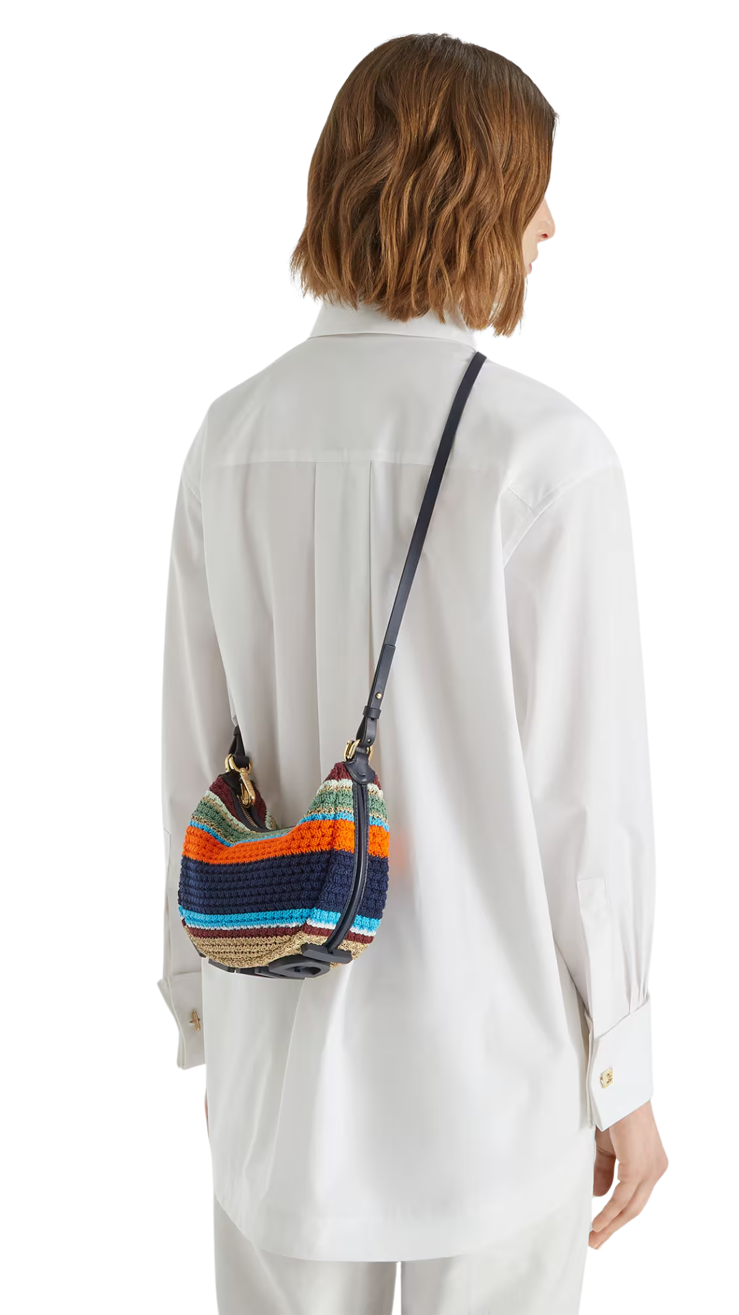 Fendigraphy Mini Multicolor Raffia-Effect Material and Cotton Crochet Mini-Bag