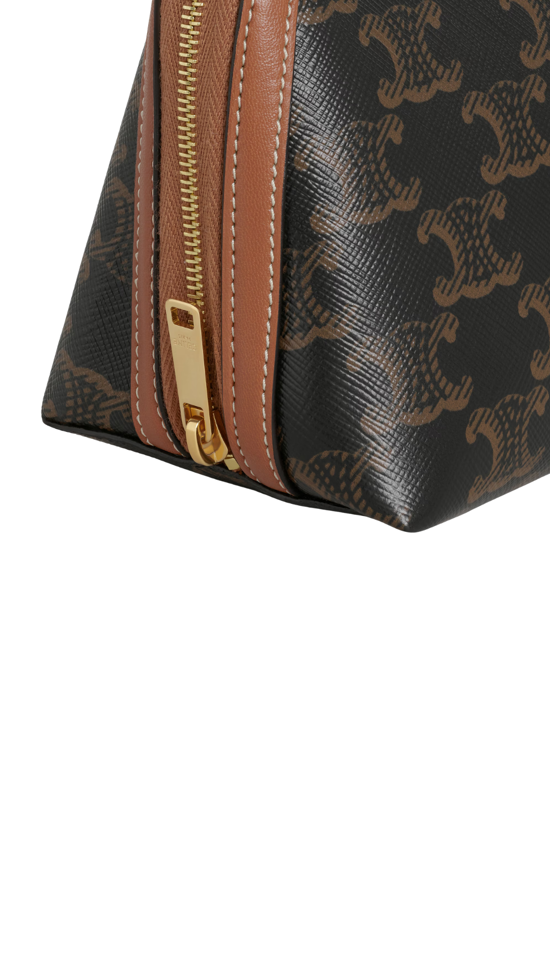 Clutch On Chain In Triomphe Canvas And Lambskin in Tan