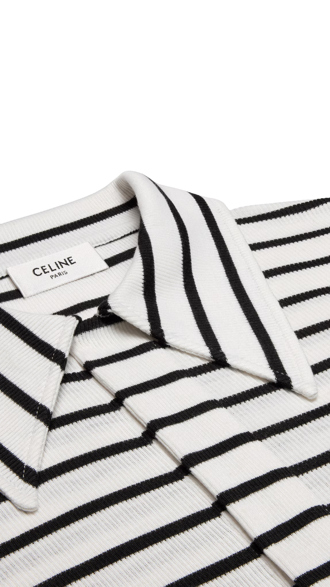 Polo Shirt in Off White/Black Striped Silk Jersey