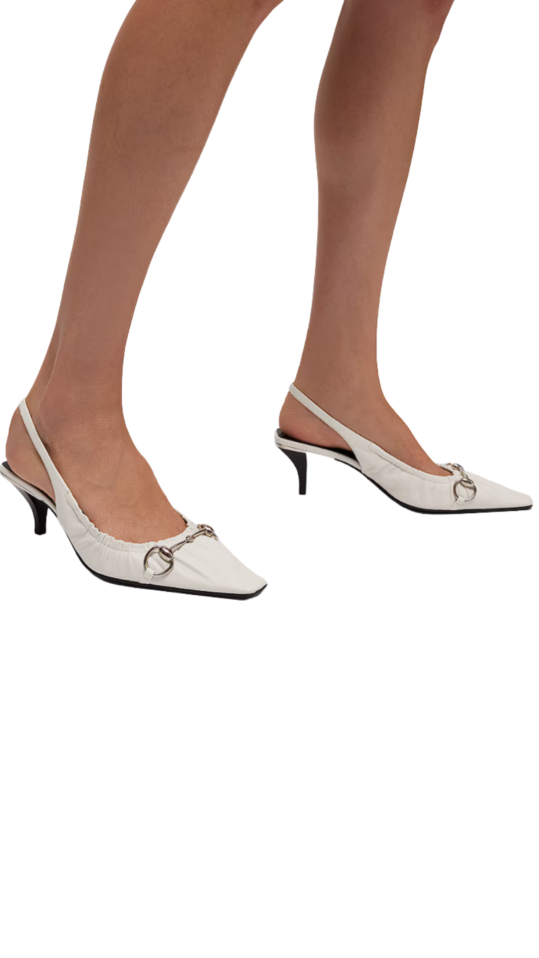 Vittoria Slingback Pump with Elastic in White Soft Nappa Leather