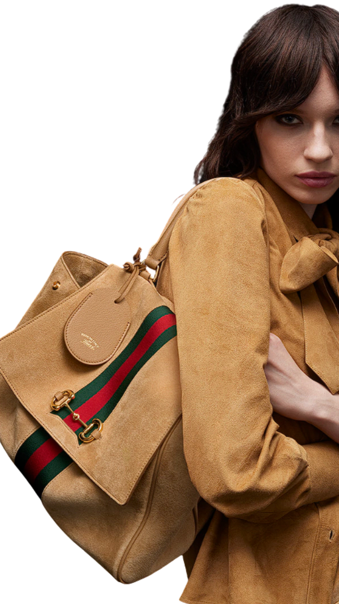 Paparazzo Medium Top Handle Bag in Sand Suede