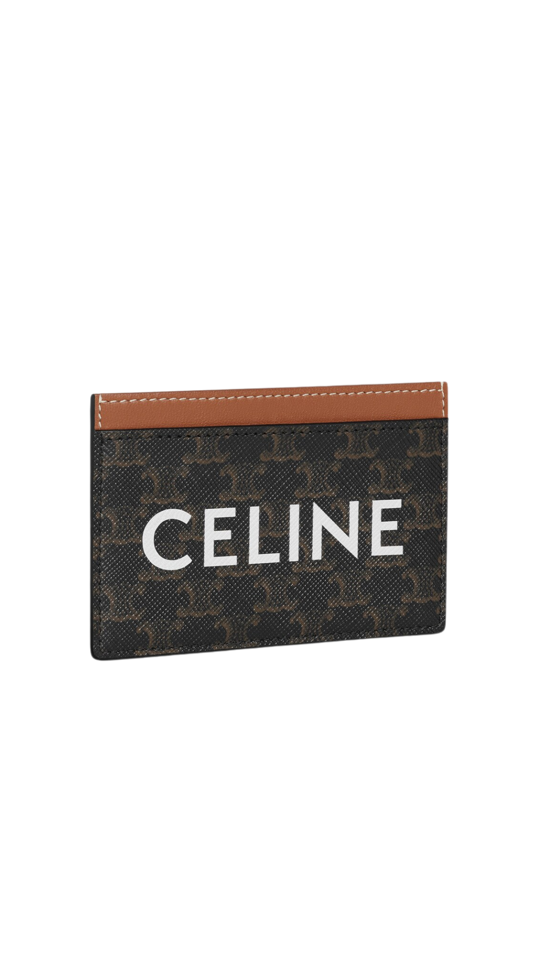 Card Holder in Triomphe Canvas with Celine Print in Tan