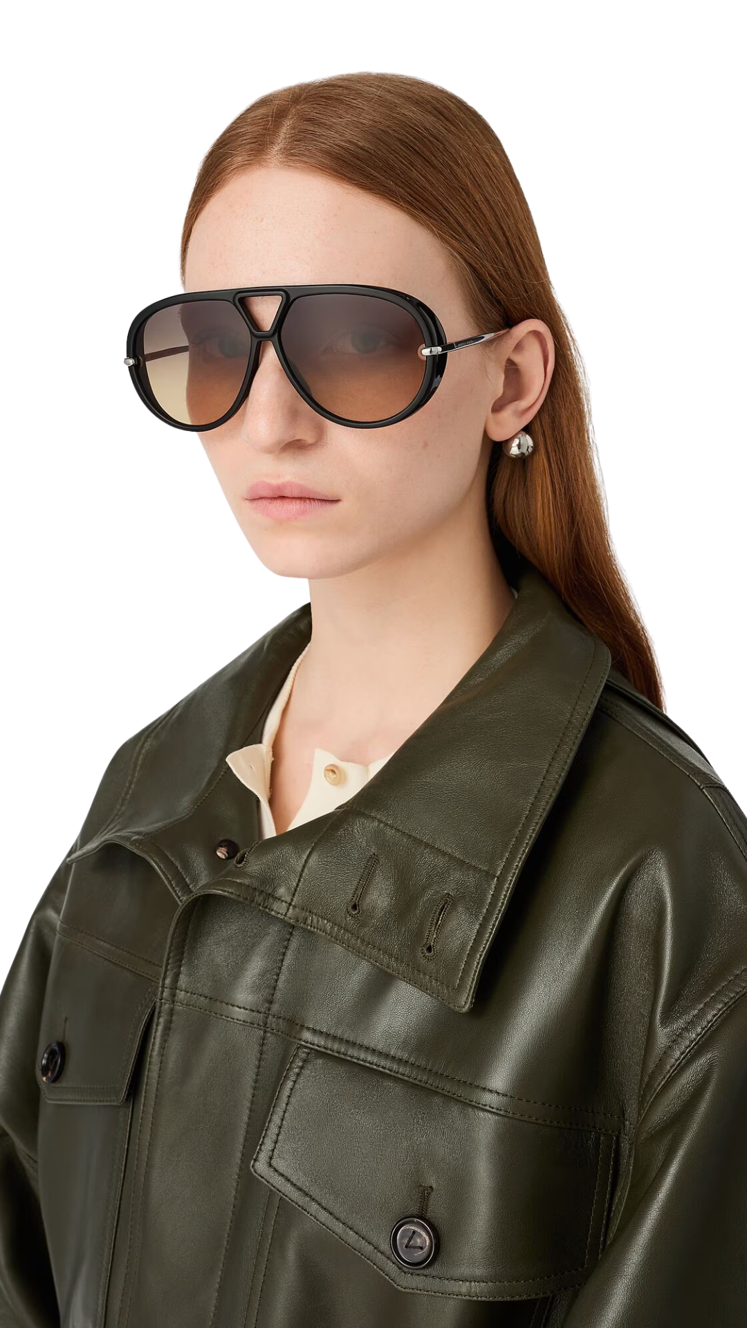 Drop Aviator Sunglasses in Black/Brown