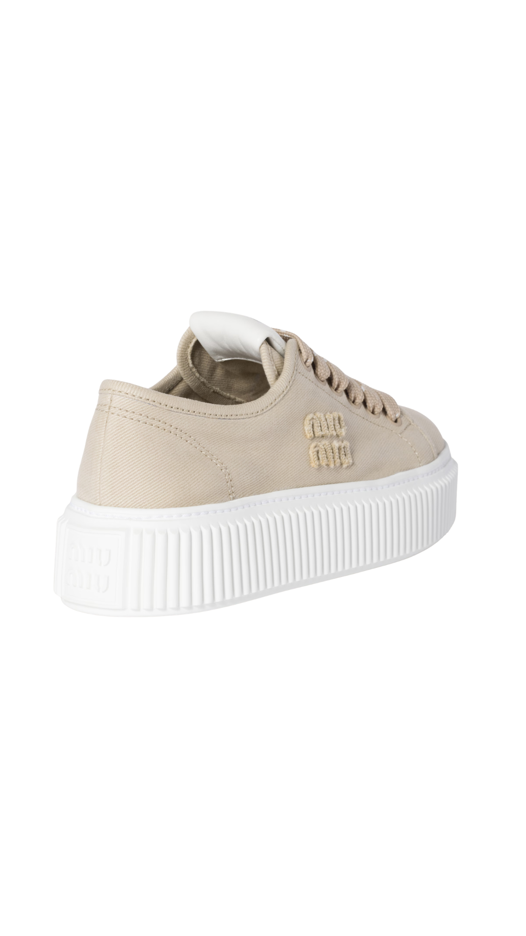 Denim Sneakers with Logo in Beige