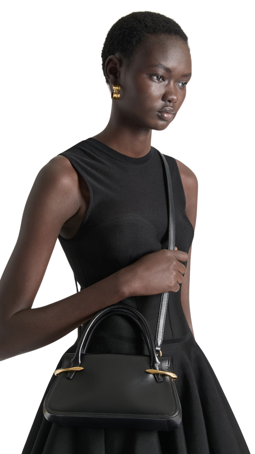 Mini Pinch Bag in Black Leather