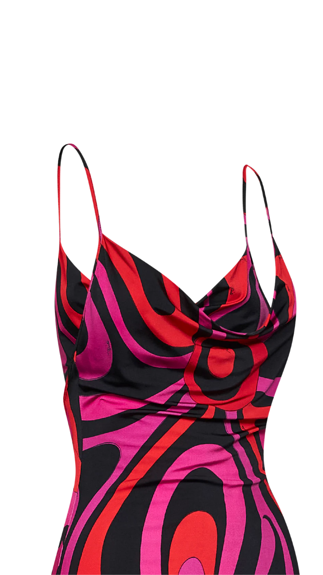 Marmo-Print Jersey Satin Mini Dress in Fuchsia and Black