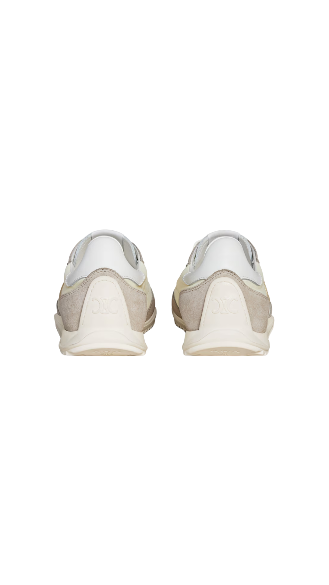 Celine Racer - Low Top Sneaker With Triomphe In Vanilla Nylon, Suede Calfskin And Calfskin