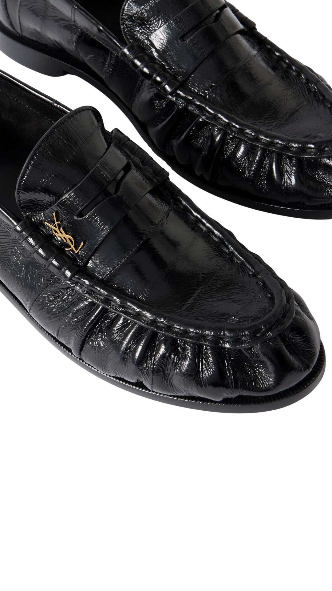 Le Loafer Crinkled-Leather Loafers in Black