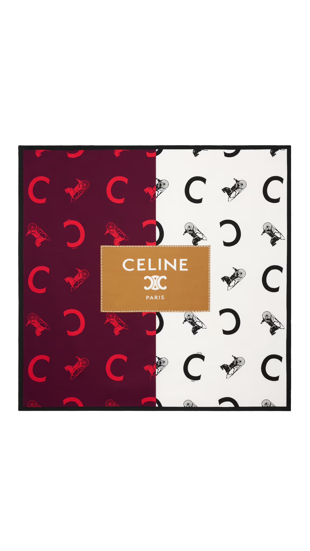 Square in Burgundy/Ivory/Camel Silk Twill