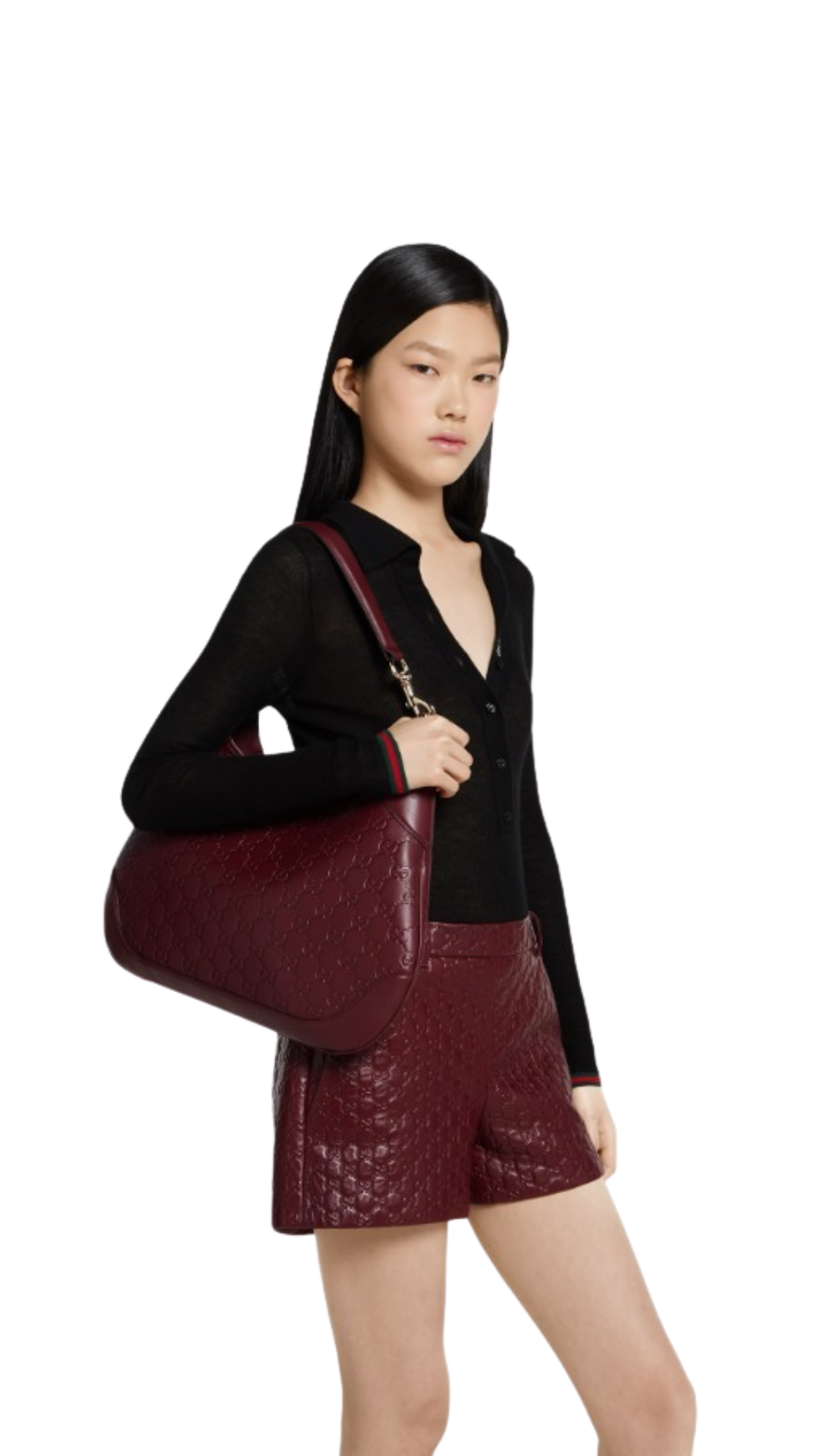 Large Shoulder Bag in Rosso Ancora red leather