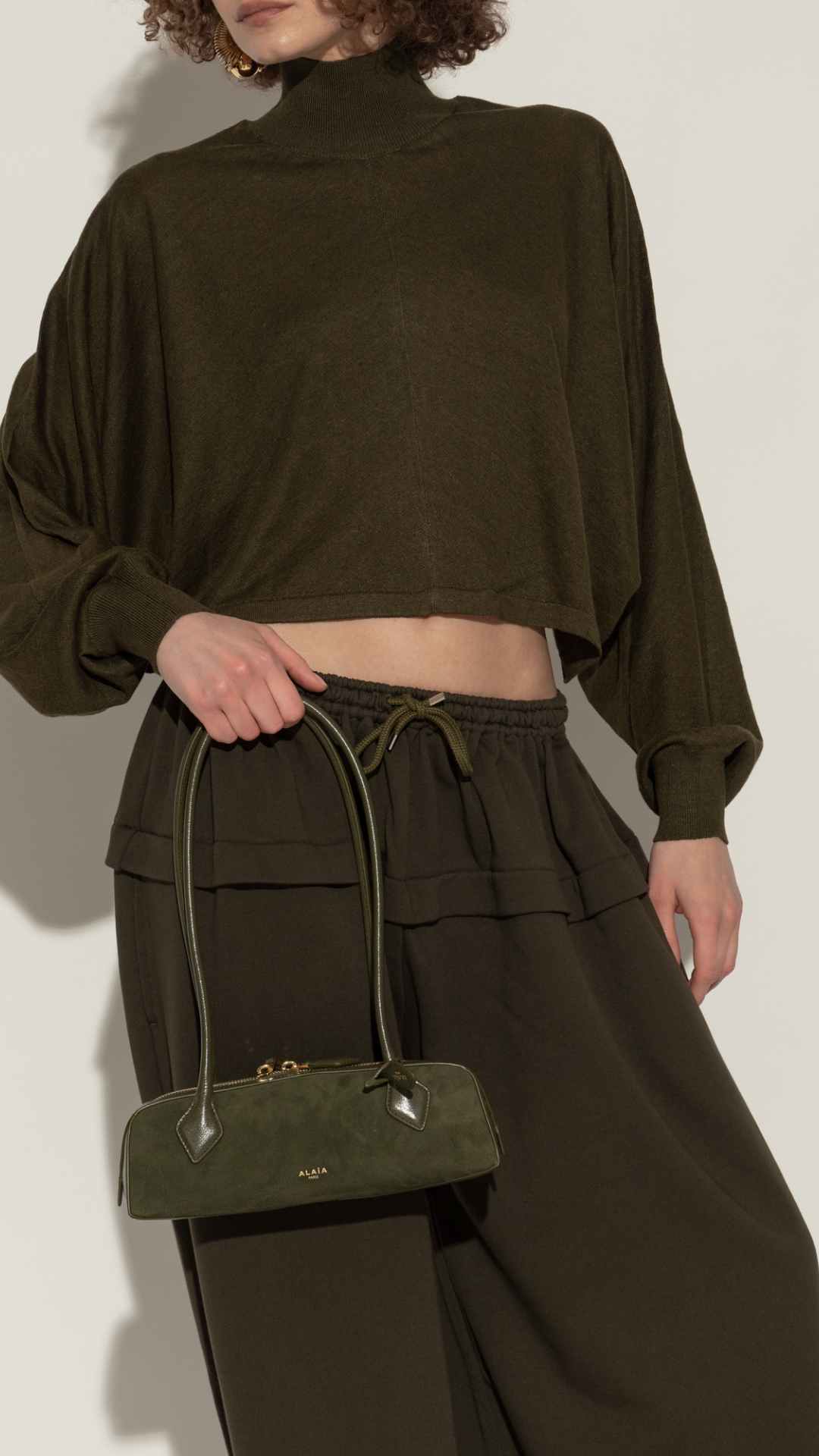 Le Teckel Small Bi-Material Bag in Dark Green