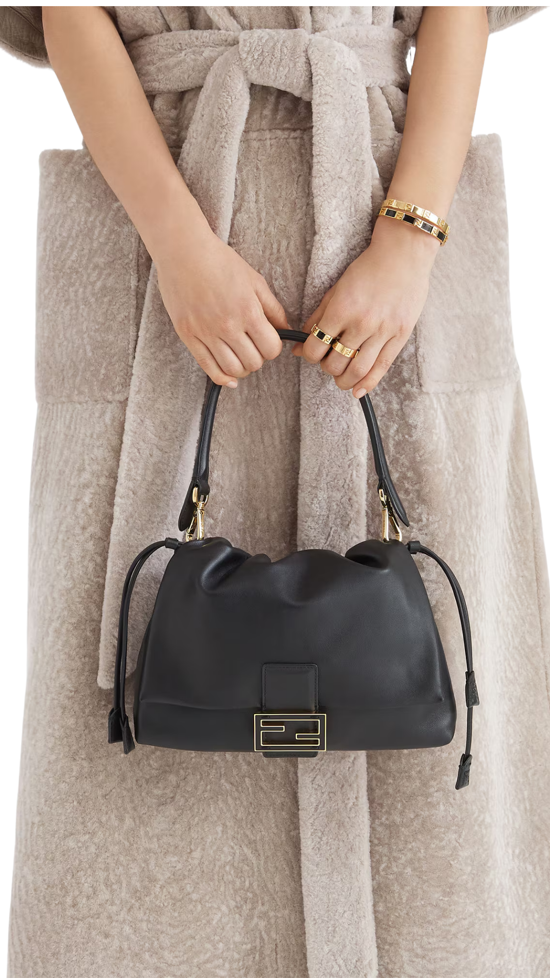 Mamma Baguette Medium in Black Nappa Leather Bag