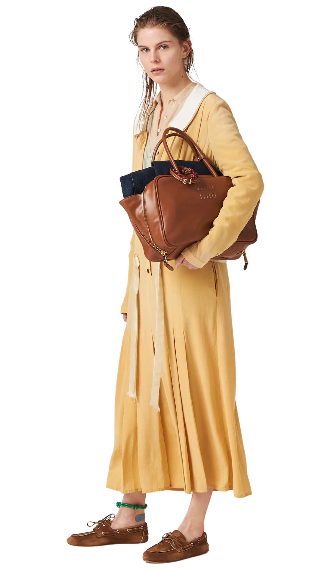 Leather Beau Bag in Cognac