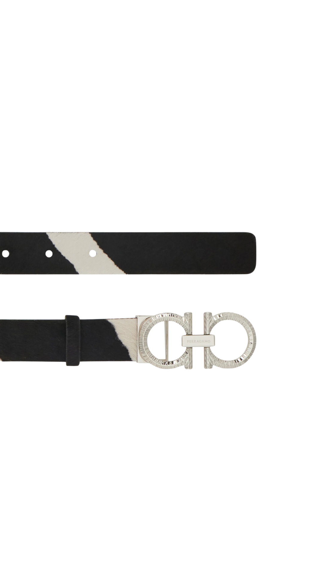 Adjustable Gancini Belt in White/Black