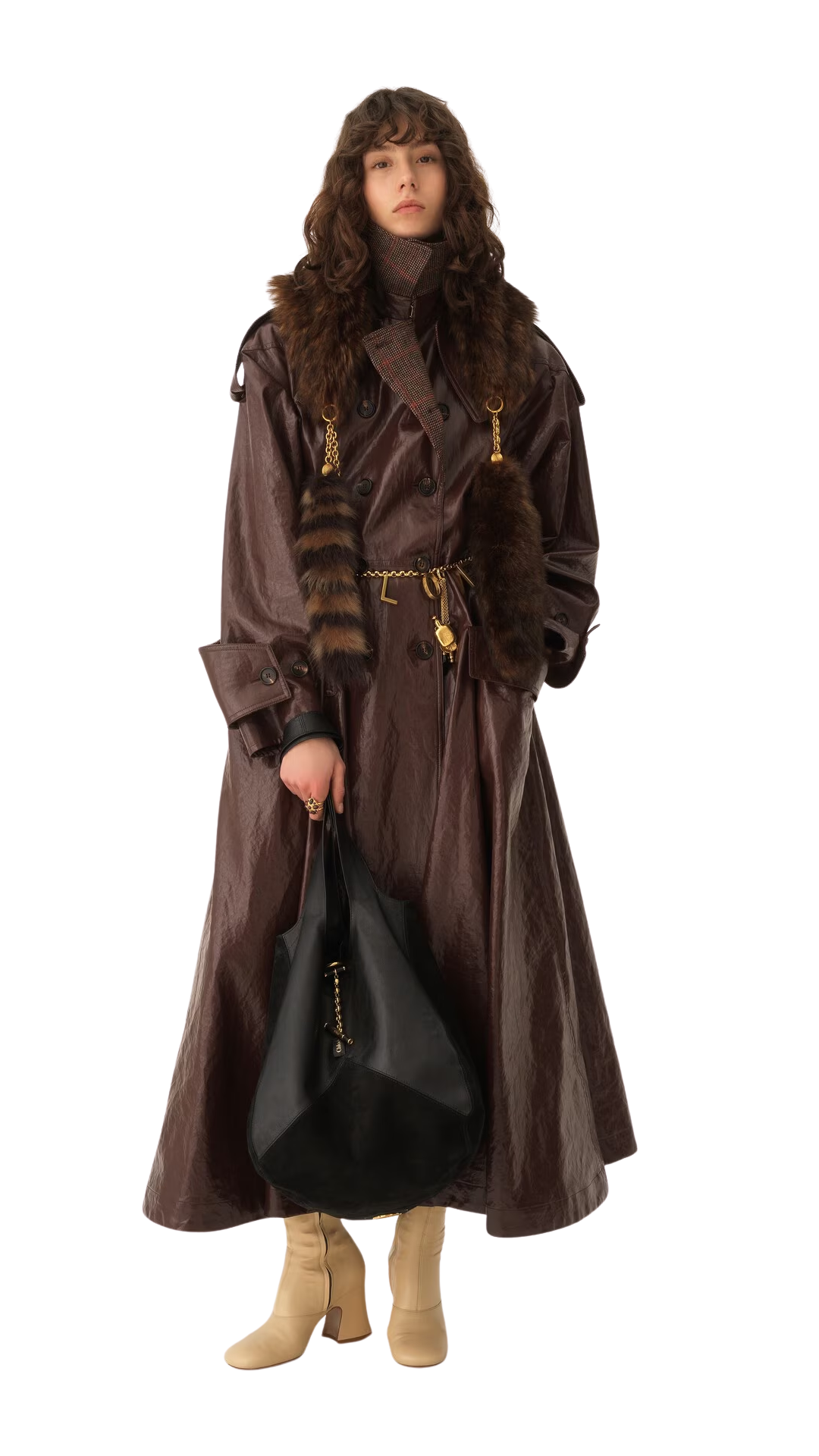 Balloon Bag in Black Grained & Suede Leather